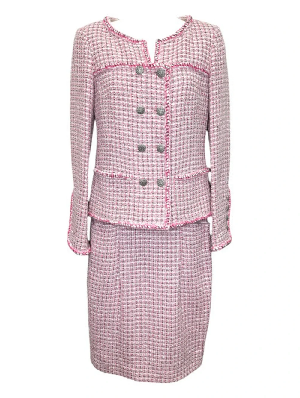 Chanel Pink Tweed Skirtsuit 2014 sz 34/36